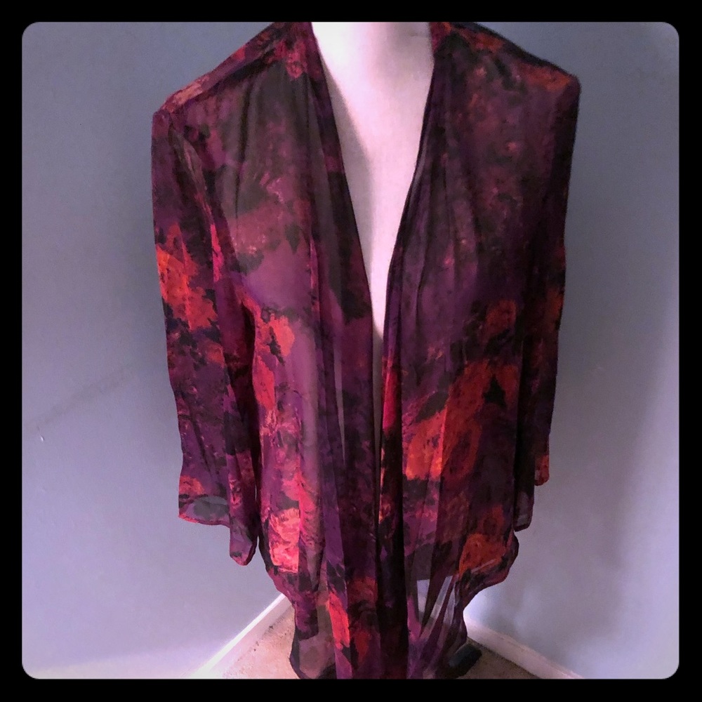 Sheer floral long sleeve top